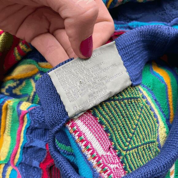 VTG Coogi Mercerised Cotton 3D Knit Sweater M Australia Multicolor - Picture 3 of 16